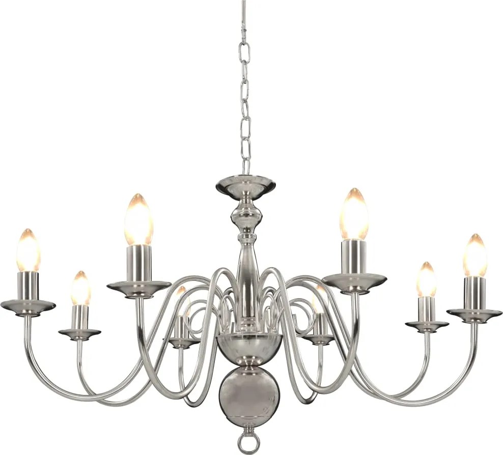 vidaXL Candelabru, argintiu, 8 becuri E14