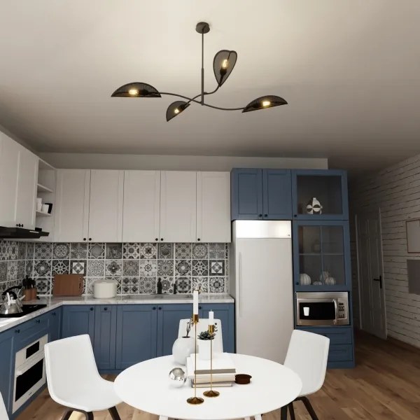 Lustră pe tijă LOTUS 4xE14/10W/230V negru/auriu