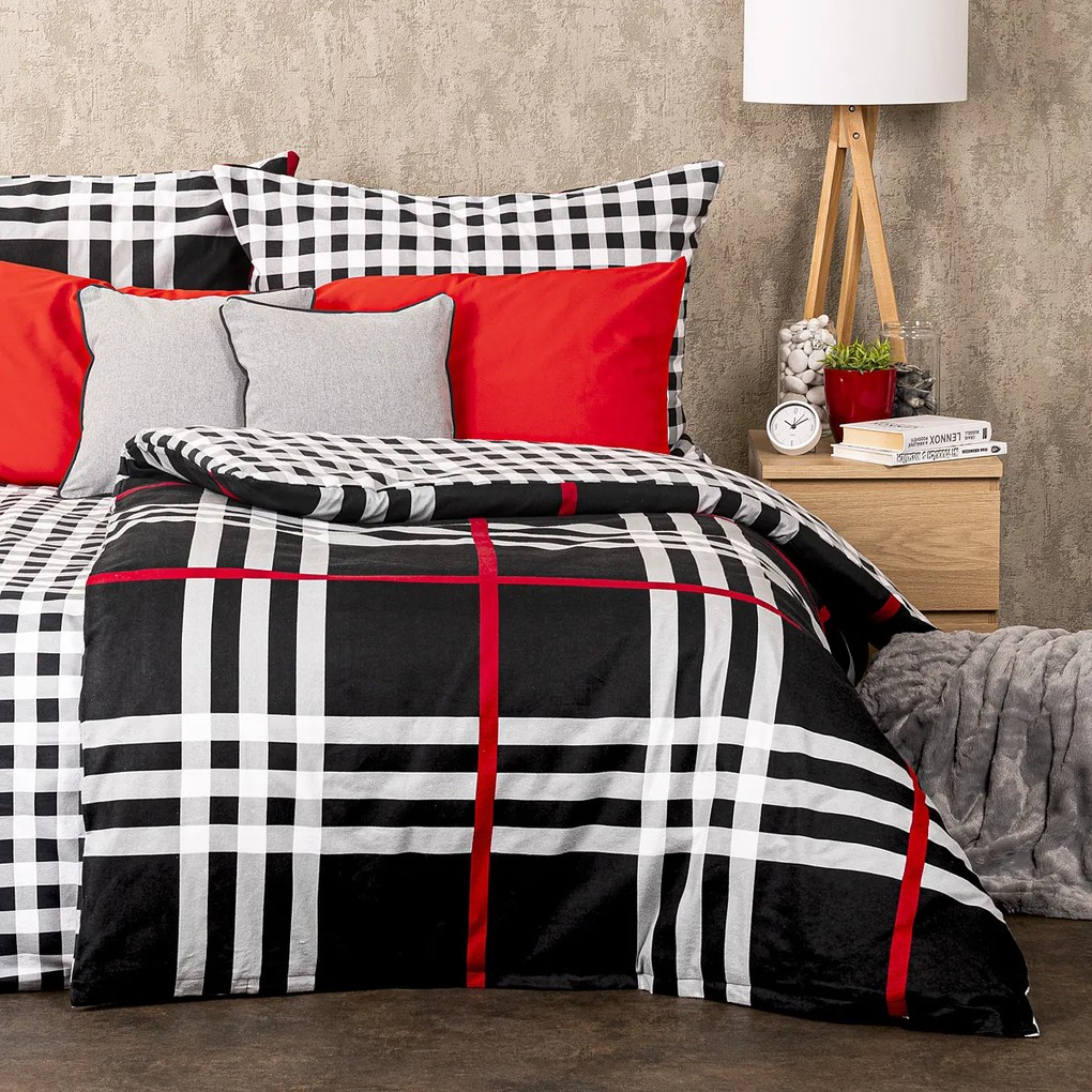Lenjerie de pat din finet 4Home Cub negru, 140 x 200 cm, 70 x 90 cm