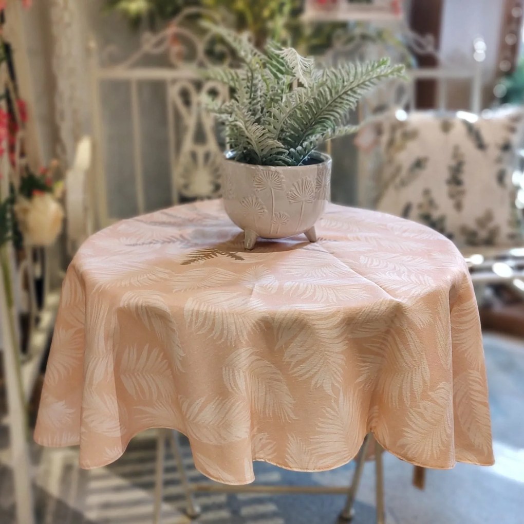Fata de masa rotunda, Rosa, bumbac, 140 cm