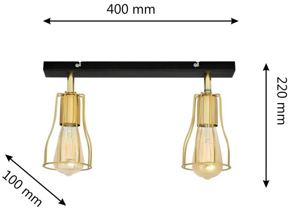 Spot TUBE 2xE27/15W/230V auriu/negru