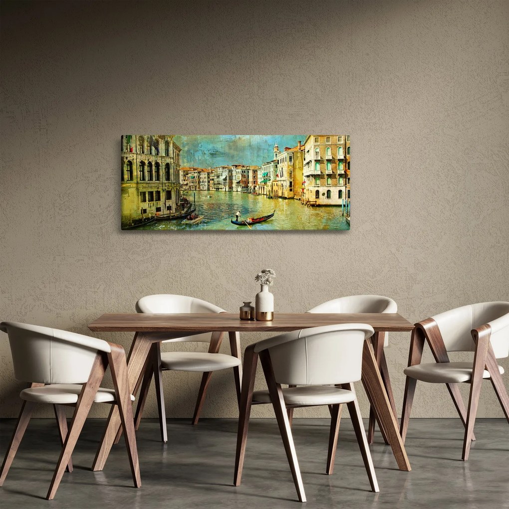 Tablou - Canalul de la Veneția și gondole (120x50 cm)