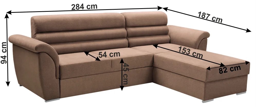 Set de canapea, ţesătură Queens maro, dreapta, FABO