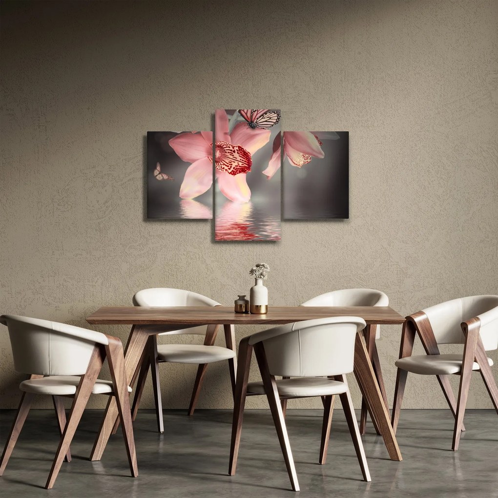 Tablou - Flori și fluture (90x60 cm)