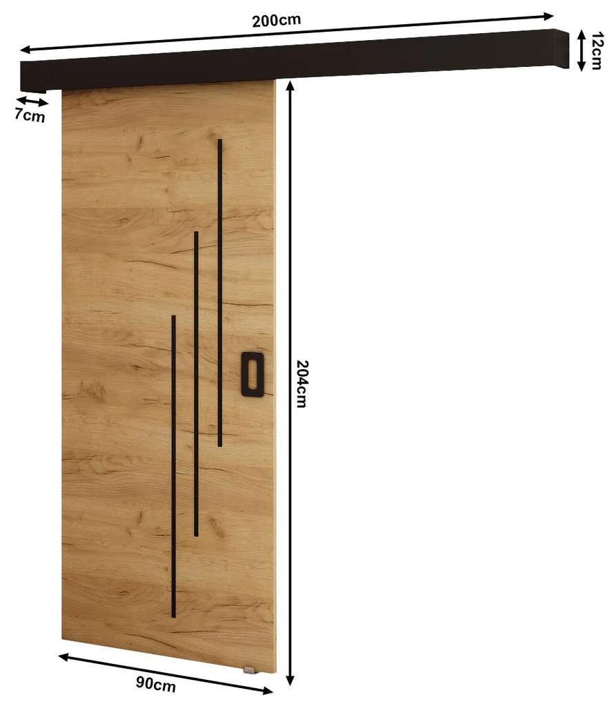 Uși culisante 90 cm Bethany VI (craft auriu + negru mat). 1043498