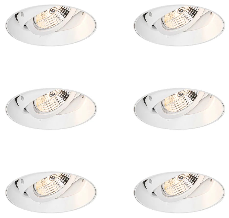 Set de 6 spoturi încastrate moderne albe GU10 AR70 rotunde fără ramă - Oneon