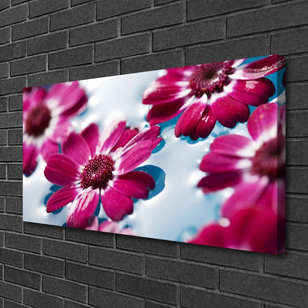 Tablou pe panza canvas Flori Floral Roșu Albastru