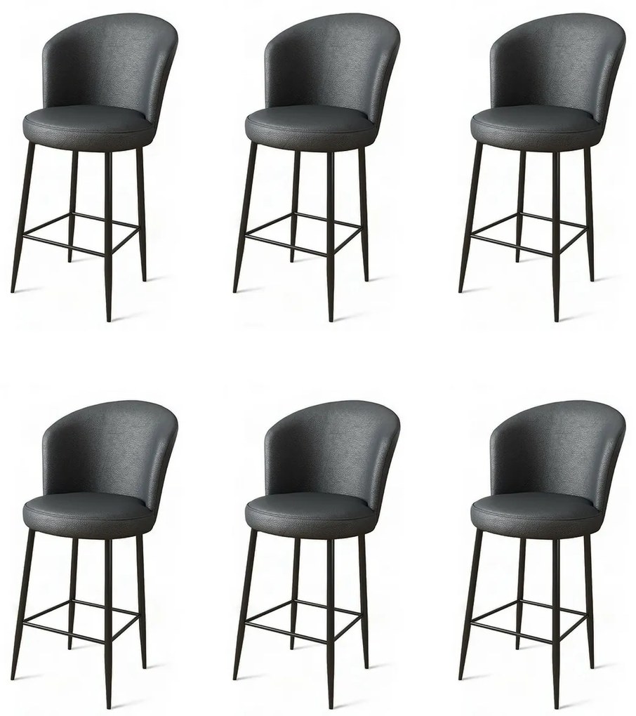 Set de scaune de bar Uras Anthracite și Negru, 6buc., 6 buc.