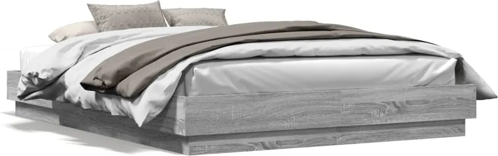 vidaXL Cadru de pat, gri sonoma, 150x200 cm, lemn prelucrat