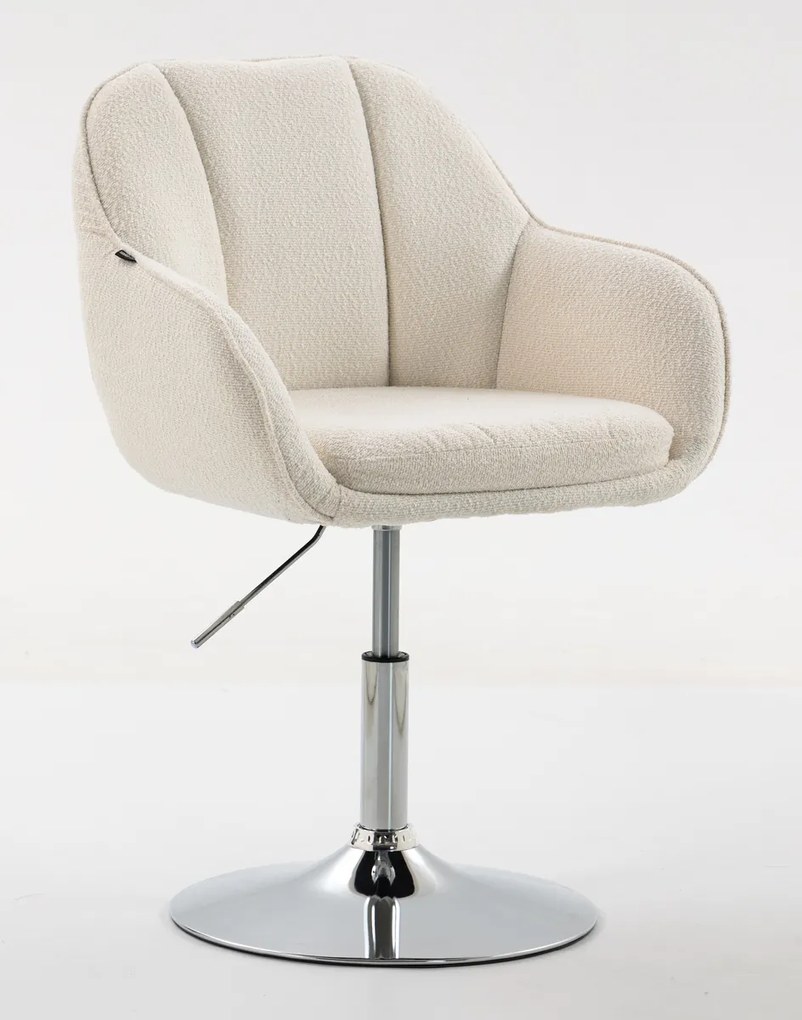 HR2055N Scaun Crem din Boucle cu Bază Cromata