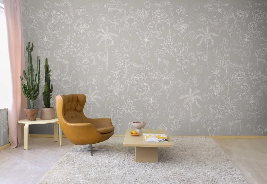 Fototapet, Doodle, Beige, Rebel Walls