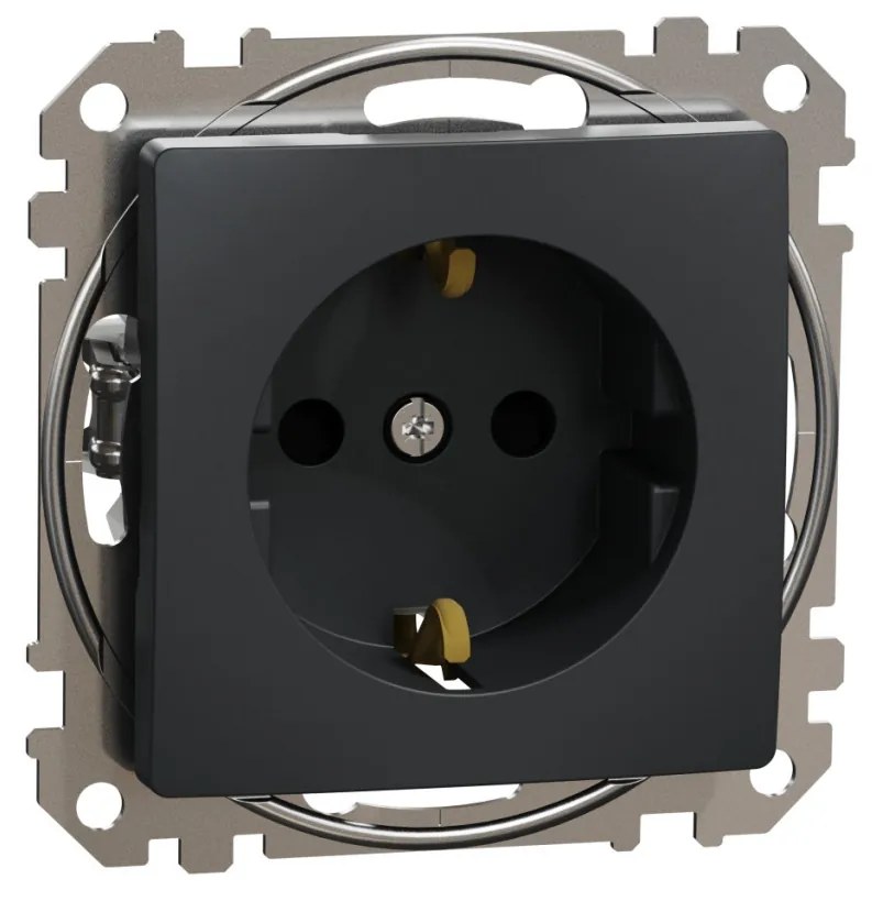 Priza simpla cu impamantare, 16A, IP20, antracit, Schneider Sedna Design
