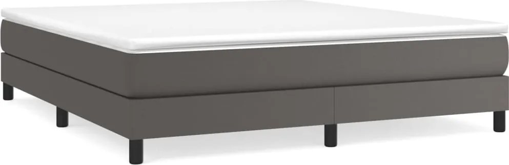 vidaXL Pat box spring cu saltea, gri, 180x200 cm, piele ecologică