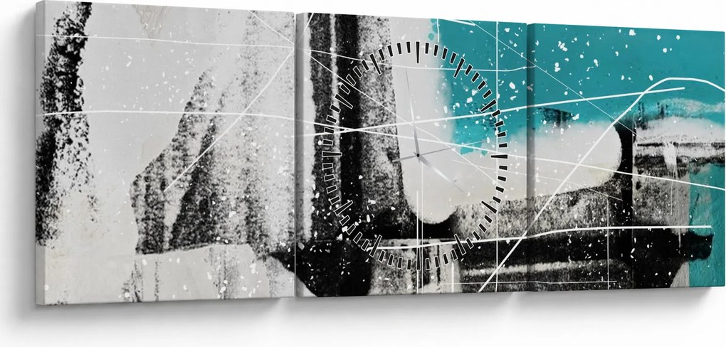 Tablou - Abstract turcoaz (cu ceas) (90x30 cm)