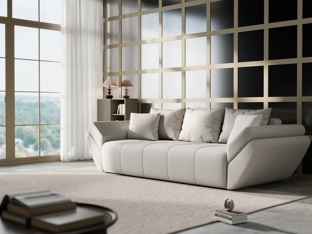 Canapea extensibilă dumonde cu ladă de depozitare si sezut confortabil din spuma high-density, Berlin Enjoy Bej 250x100 cm