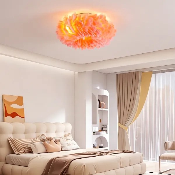 BRILAGI - Plafonieră FEATHER 3xE27/40W/230V, Ø 40 cm, roz