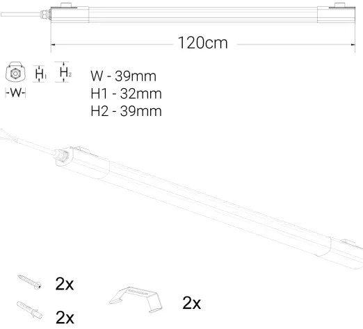 Corp de iluminat LED pentru corpuri de bucătărie LED/36W/230V 4000K 120 cm negru