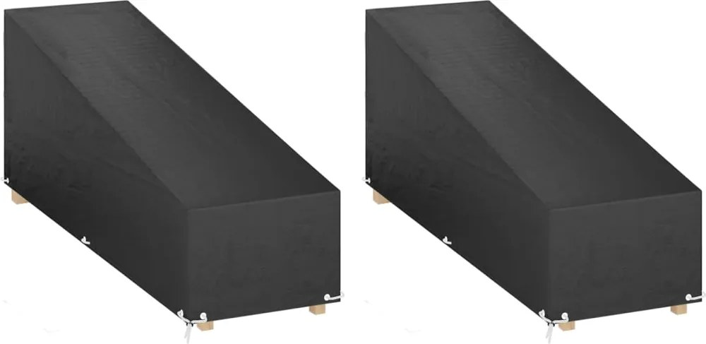 vidaXL Huse șezlong, 2 buc, 12 ocheți, 205x75x40/70 cm, polietilenă