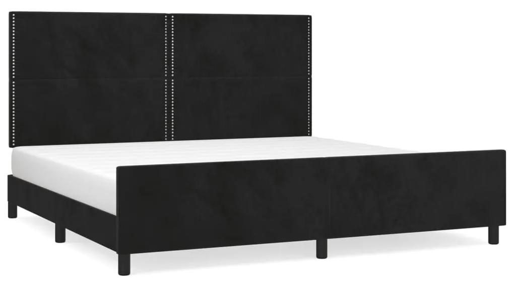 3125716 vidaXL Cadru de pat cu tăblie, negru, 200x200 cm, catifea