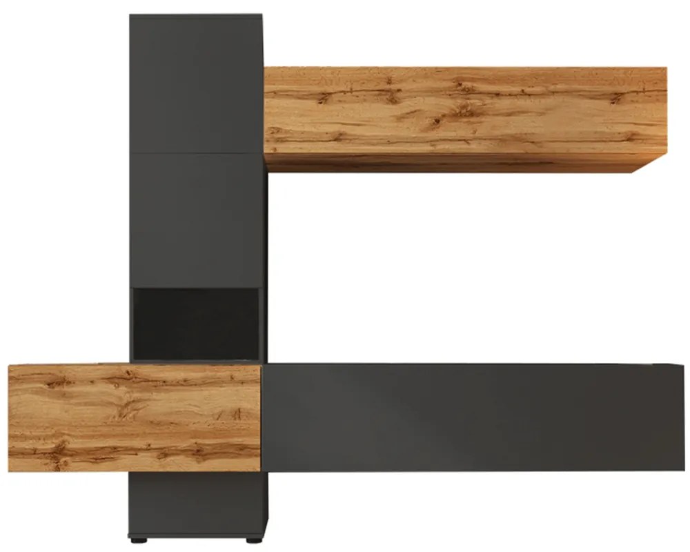 Mobilier living, gri maro lavă foarte mat/stejar wotan, BRISTOL