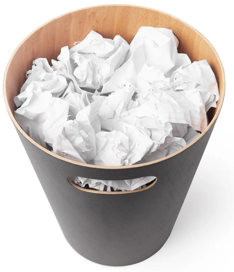 Coș de gunoi gri închis pentru birou 7,5 l Woodrow – Umbra