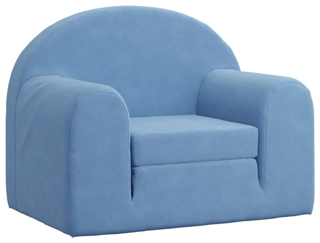 341801 vidaXL Canapea extensibilă pentru copii, albastru, pluș moale