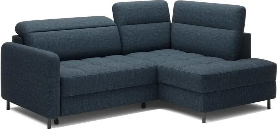 Colțar albastru extensibil/cu spațiu de depozitare cu tapițerie din catifea (cu colț pe partea dreaptă/în formă de ”L”) Barea – ELTAP