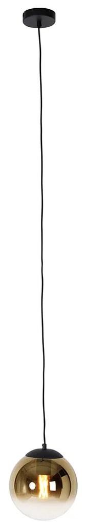 Lampă suspendată inteligentă neagră cu sticlă aurie 20 cm inclusiv Wifi A60 - Pallon