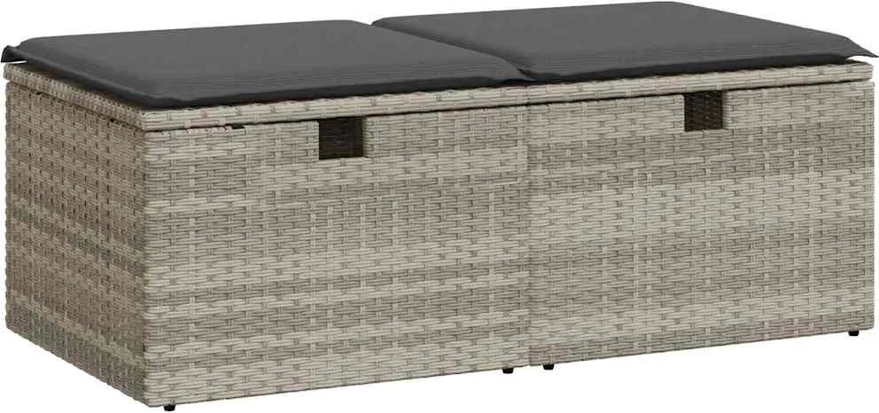 vidaXL Set canapea de grădină cu perne, 2 piese, gri deschis poliratan