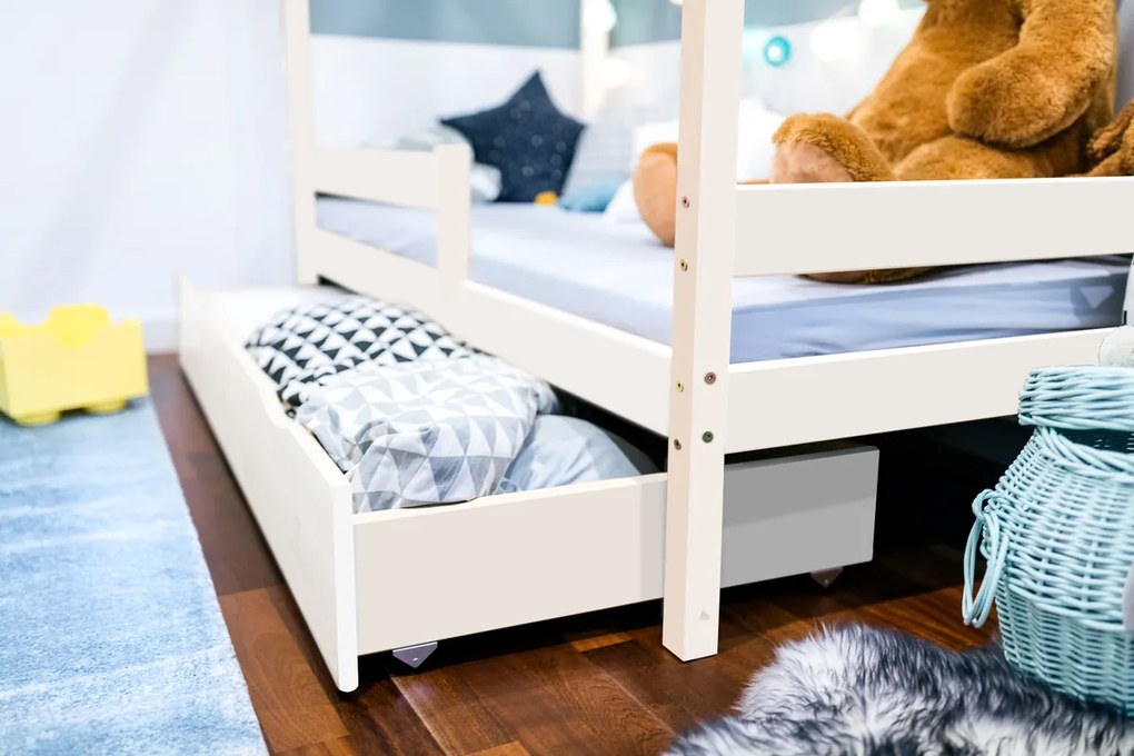 Pat pentru copii Casa Paul - Alb 180x80 cm pat fără spațiu de depozitare