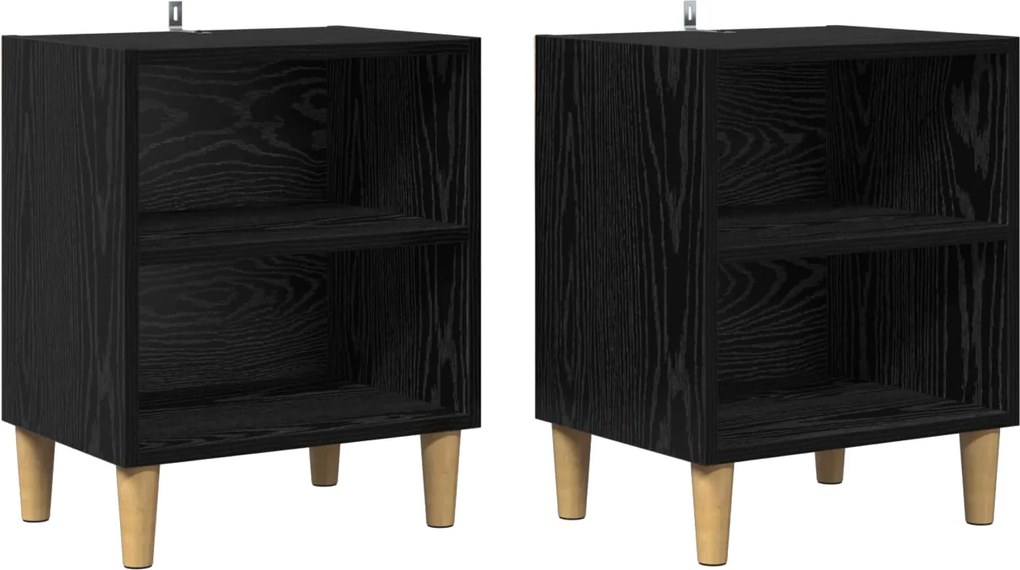 vidaXL Dulap de pat 2 pcs Stejar Negru 40 x 30 x 50 cm Lemn compozit
