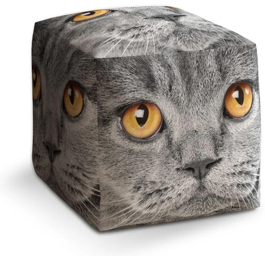 Taburet Cube privire de pisică, gri