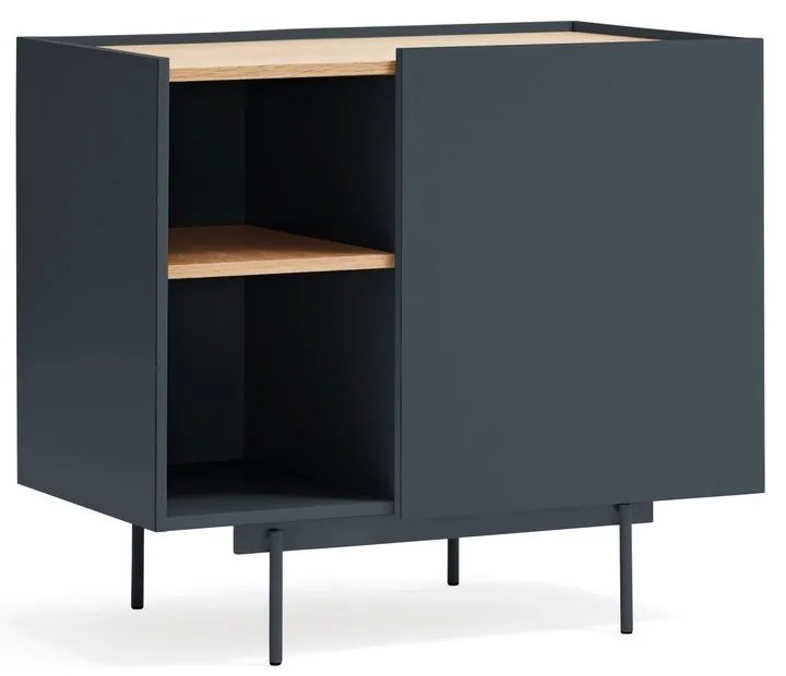 Comodă gri antracit-natural joasă cu aspect de lemn de stejar 90x78 cm Otto – Teulat