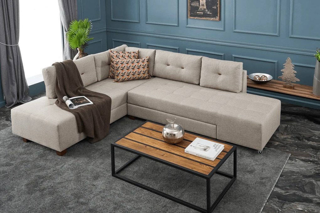 Coltar Extensibil Petra Crem, Stanga, 282 x 85 x 206 cm