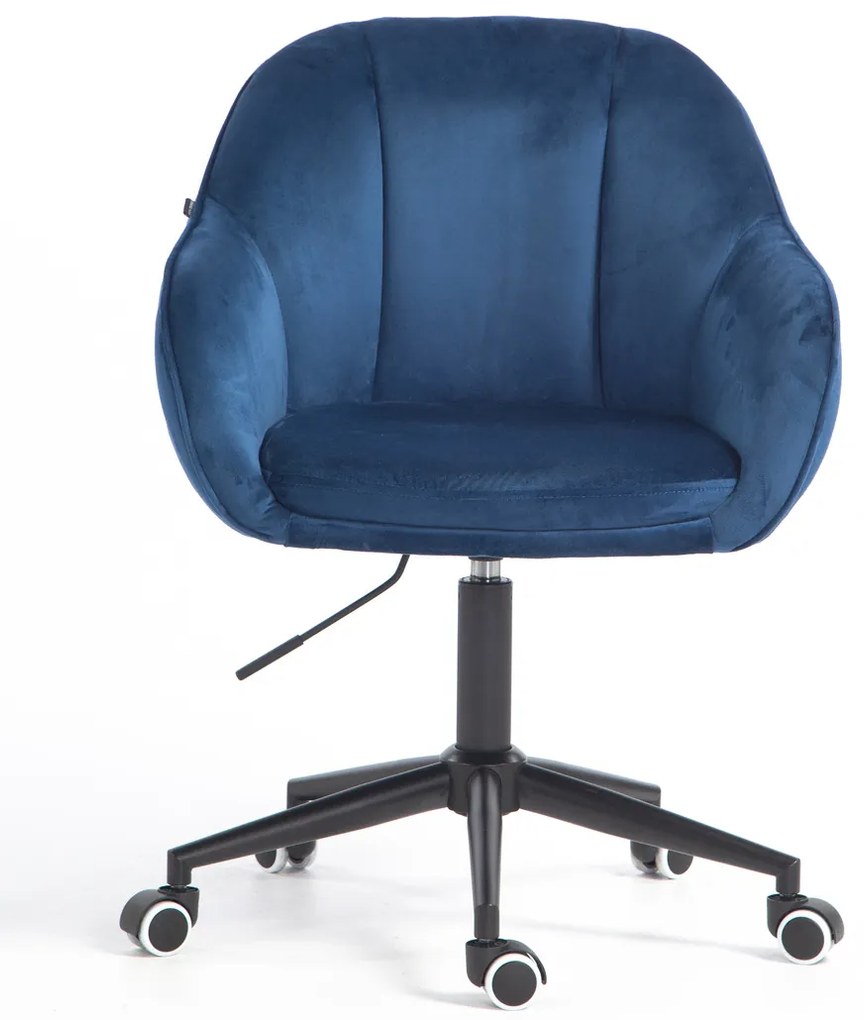 HR2055K Scaun Bleumarin din Catifea cu Bază Neagră