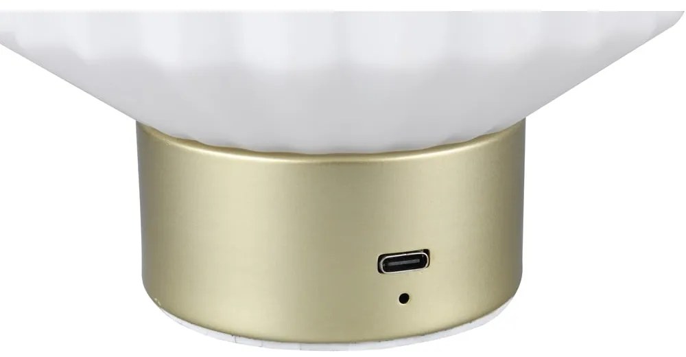 Veioză albă/aurie LED cu intensitate reglabilă cu abajur din sticlă (înălțime 19,5 cm) Lord – Reality