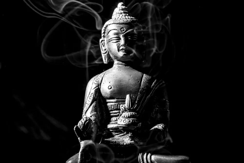Tablou statuie Budha în design alb-negru