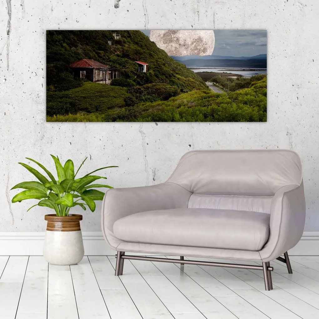 Tablou - peisaj cu luna (120x50 cm)