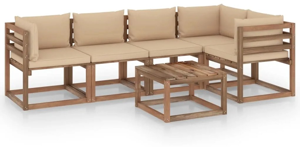 3067455 vidaXL Set mobilier de grădină cu perne, 6 piese, lemn pin tratat