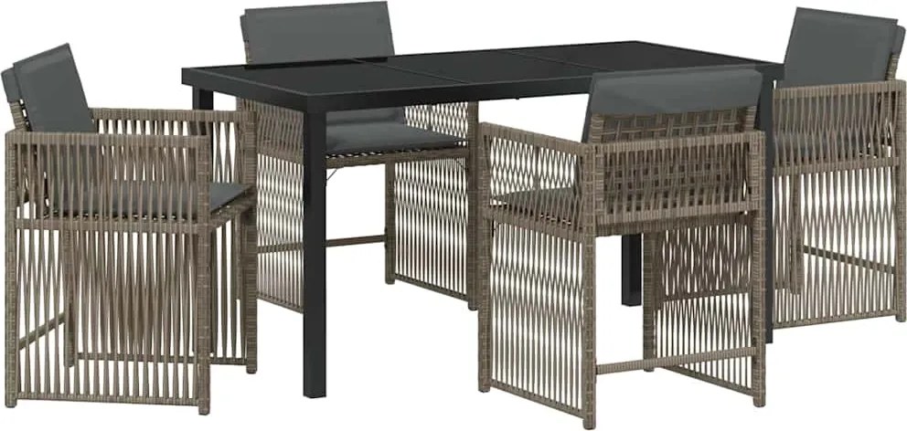 vidaXL Set de masă pentru grădină 5 pcs Gri poliratan