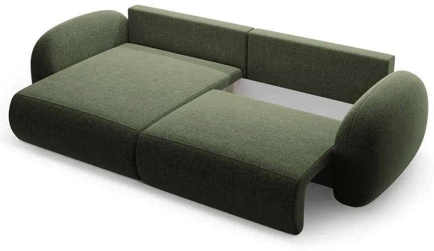 Colțar verde extensibil/cu spațiu de depozitare cu tapițerie din chenille Tonale – Cosmopolitan Design