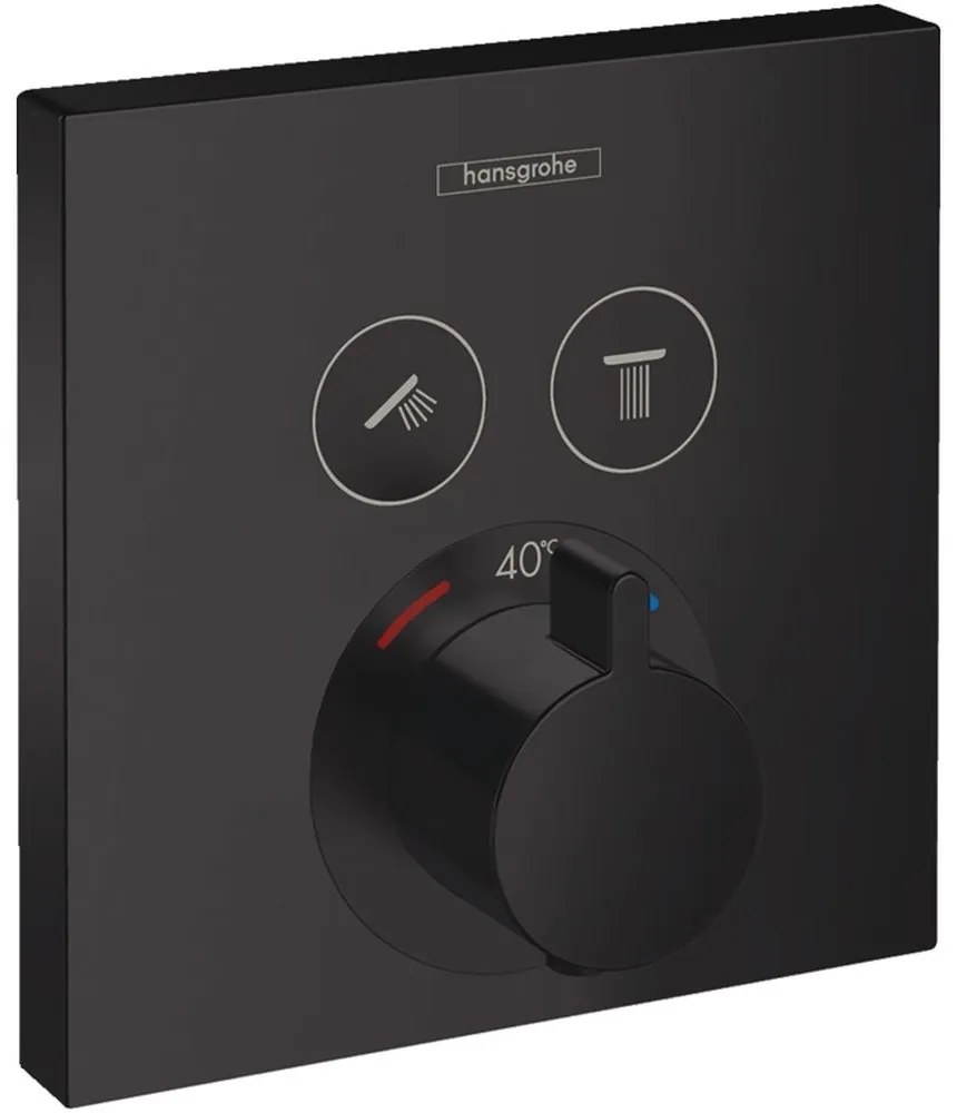 Baterie termostatata incastrata pentru 2 consumatori, negru mat
