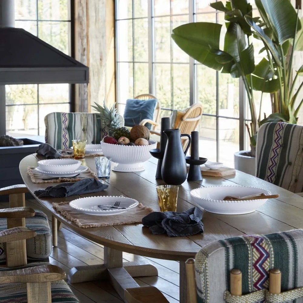 Farfurie adâncă pentru salată/paste din gresie ceramică Costa Nova Pearl, ⌀ 34 cm, alb