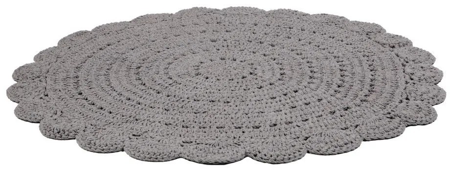 Covor croșetat manual din bumbac Nattiot Alma, ⌀ 120 cm, gri