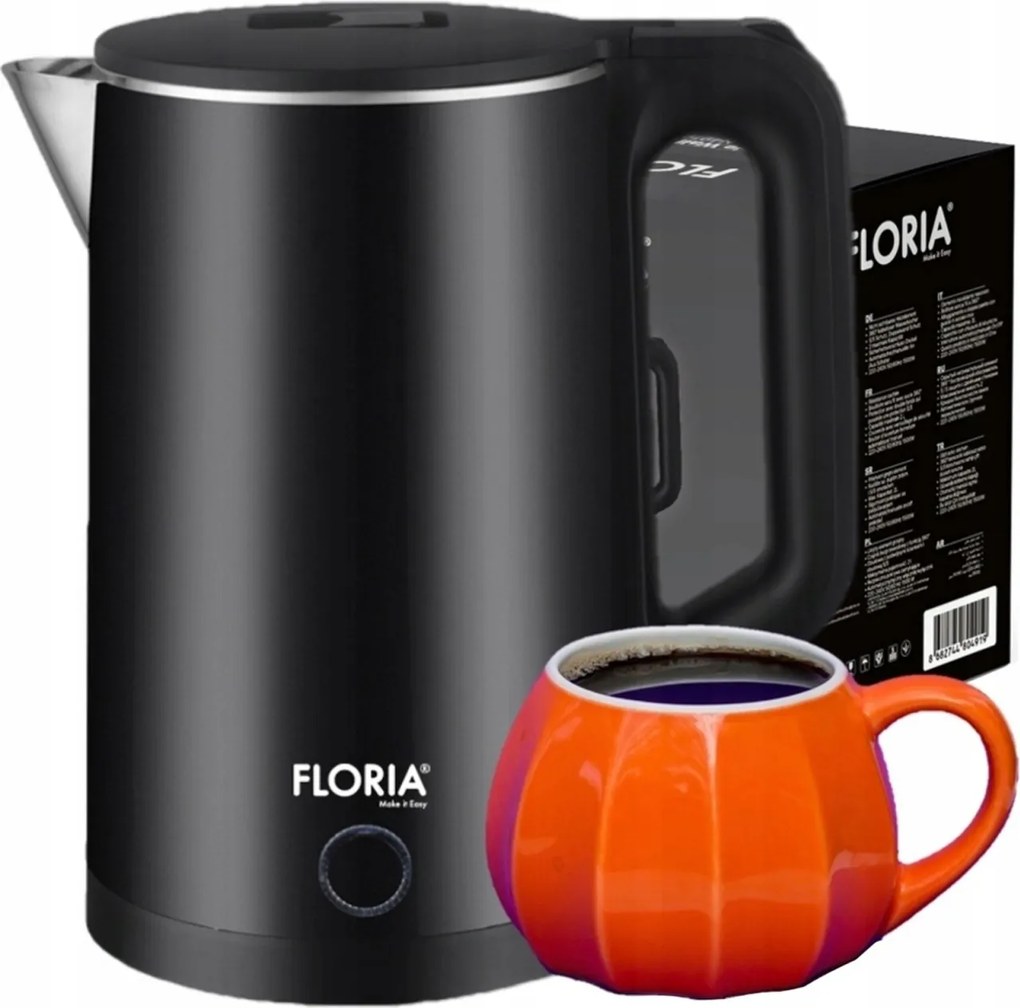 Fierbator electric Floria ZLN4919 Negru, putere 1500W, capacitate 2 L, indicator luminos