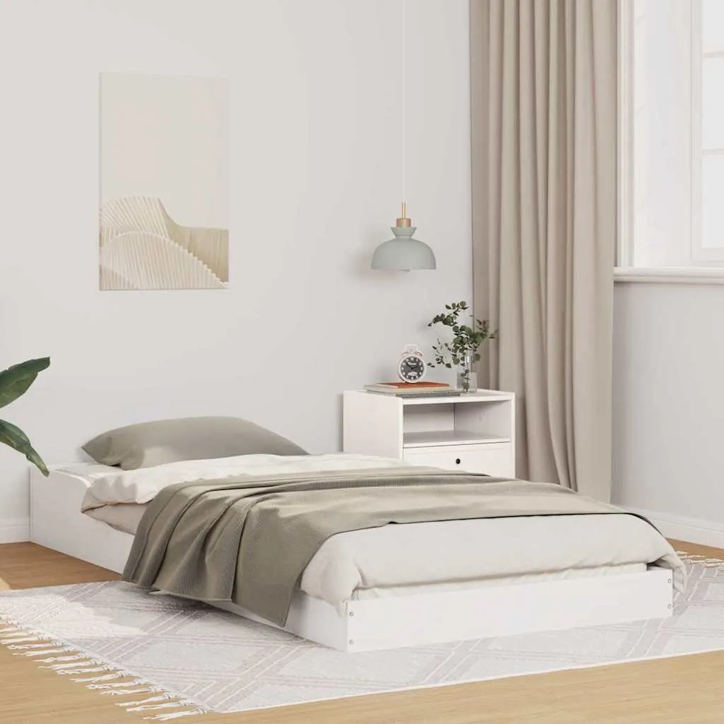 vidaXL Cadru de pat Alb 80 x 220 cm Lemn masiv de pin