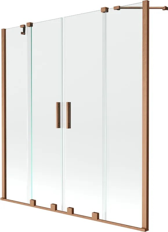 Mexen Velar Duo paravan de cadă cu 2 canaturi glisante 160 x 150 cm, transparent, cupru periat - 896-160-000-02-65