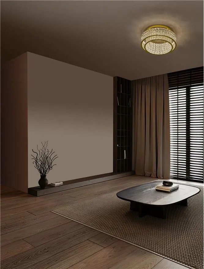 Lustra aplicata LED auriu, cristale sticla CELYSIA 50cm