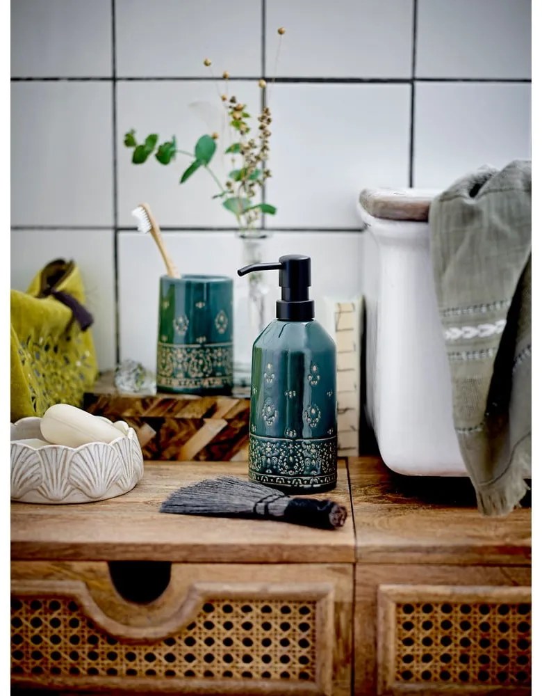 Set de accesorii de baie verde din gresie ceramică Cheran – Bloomingville