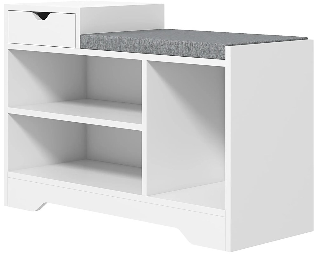 HOMCOM Mobilier și banc pentru pantofi 1 sertar și 3 compartimente, capacitate 5 perechi MDF, 76,5L x 30A x 52Î cm | Aosom Romania
